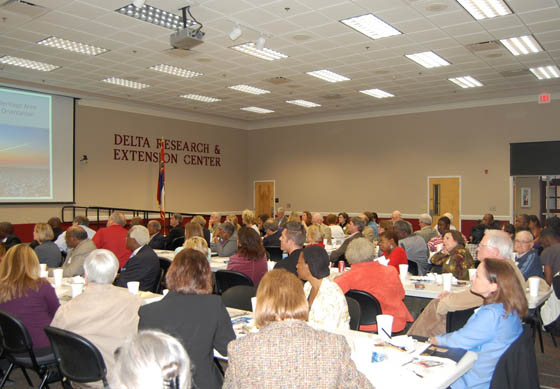(MDNHA)  Members of the public, Board members, and members of the planning team attending the public meeting at the Capps Center in Stoneville to learn about the new Mississippi Delta National Heritage Area. 